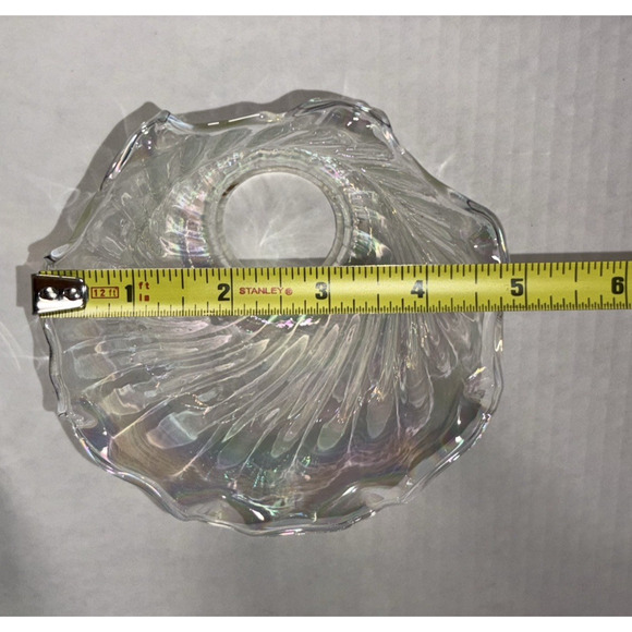 Set of 3 Iridescent 4” Light Shade Hurricane Lamp Swirl Bell Ruffled Fitter 2” - Picture 10 of 14